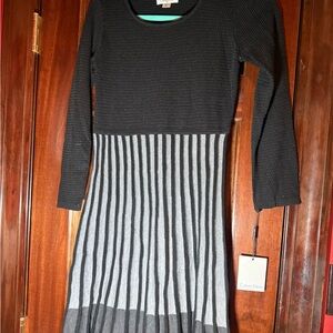 Calvin Klein Black and Gray Knit Dress